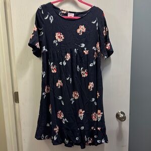 ISABEL Maternity Navy Floral Round Neck Short Sleeve Dress. SZ XS